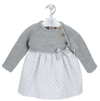 Dandelion Grey Dress with Knitted Top - Just Blue Or Pink