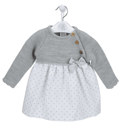 Dandelion Grey Dress with Knitted Top - Just Blue Or Pink