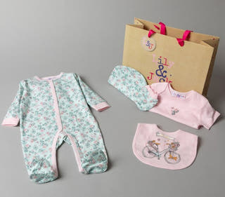 Girls 6 Piece Pink & Sage Floral Gift Set - Just Blue Or Pink