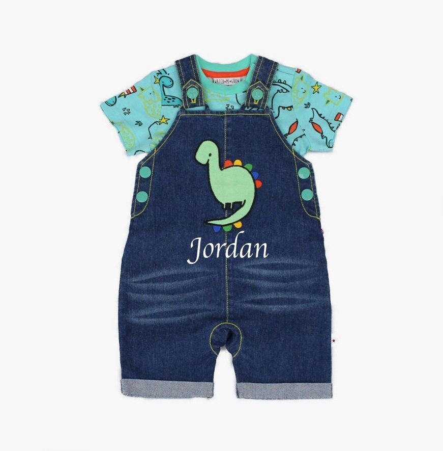 Mothercare Dinosaur Denim Dungarees and T-Shirt Set