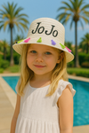 Personalised Sun Hat with Tassels - White