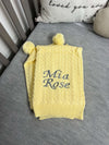 Personalised Lemon Cable Knit Baby Pom Blanket