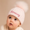 Personalised Pink Hat with Glitter Pom