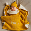 Personalised Mustard Fleece Pom Blanket