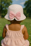 Pink Polka Dot Bucket Sun Hat with Bow