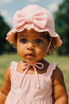 Pink Cloche Sun Hat with Bow (0-24 Months)