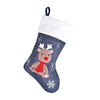 Christmas stocking with a reindeer design on a white background