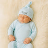 Personalised Ribbed Hat and Sleepsuit - Sky Blue