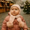 Knitted Pom pom Scarf - Rose Gold