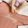 Personalised Rose Gold Fleece Pom Blanket