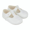 White Matt Christening Shoes with Cross