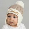 Personalised Coffee and Cream Knitted Pom Hat