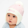 Personalised Pink and Cream Knitted Pom Hat