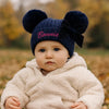 Personalised Navy Pom Pom Hat with Bow