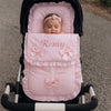 Personalised Pink Frilly Pram Footmuff with Pink Bows