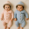 Personalised Knitted Pramsuit - Blue or Pink