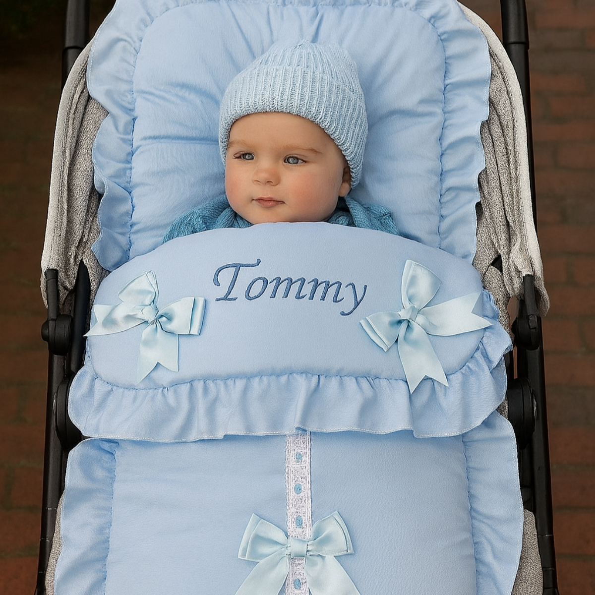 Universal Footmuff My Babiie Cosy Toes Blue Personalised Blue Pram