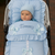 Personalised Blue Pram Footmuff with Blue Bows