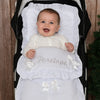 Personalised White Pram Footmuff with White Bows