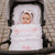 Personalised White Frilly Pram Footmuff - Pink Bows