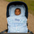 Personalised Blue Broderie Anglaise Footmuff with Bows