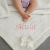 Personalised Baby Blanket With Bow - White