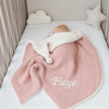 Personalised Dusky Pink Fleece Pom Blanket