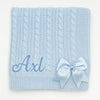 Personalised Deluxe Blue Blanket with Bow