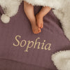 Personalised Purple Fleece Pom Blanket
