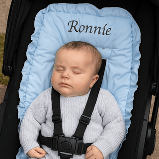 Personalised Frilly Pram Liner - Blue - Just Blue Or Pink