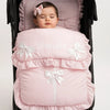 Personalised Pink Pram Footmuff with White Bows
