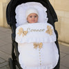 Personalised White & Beige Pram Footmuff/Cosytoes