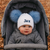Personalised White Hat with Blue Pom Poms