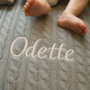Personalised Grey Cable Knit Baby Pom Blanket