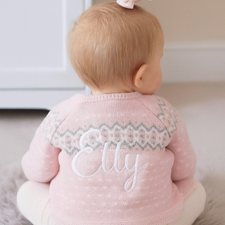 Personalised Fairisle Pom Pom cardigan