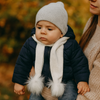 Knitted Pom pom Scarf - White