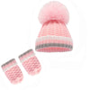 Personalised Ribbed Baby Hat & Mitten Set - Pink