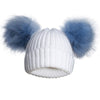 Personalised White Hat with Blue Pom Poms