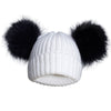 Personalised White Hat with Navy Pom Poms