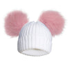 Personalised White Hat with Pink Pom Poms