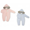 Personalised Knitted Pramsuit - Blue or Pink