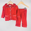 Personalised Red Satin Velour Pyjamas