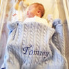 Personalised Blue Baby Pom Blanket - Just Blue or Pink