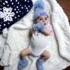 Personalised Blue Hat, Mittens and Bootees Set