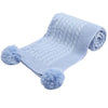 Personalised Blue Cable Knit Baby Pom Blanket