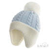 Personalised Blue and Cream Knitted Pom Hat