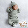 Sage Green Ribbed Sleepsuit