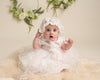 Tulle Dress with Matching Bonnet - White/Ivory