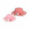 Pink Straw Hat with Flowers