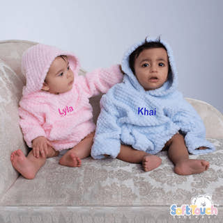 Personalised Waffle Fleece Hoodie - Blue/Pink - Just Blue Or Pink